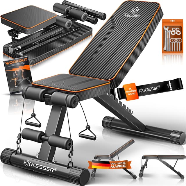 KESSER® Klappbare Hantelbank Multifunktionale Trainingsbank mit Rückenlehne 500kg Belastbarkeit 🏋️‍♂️