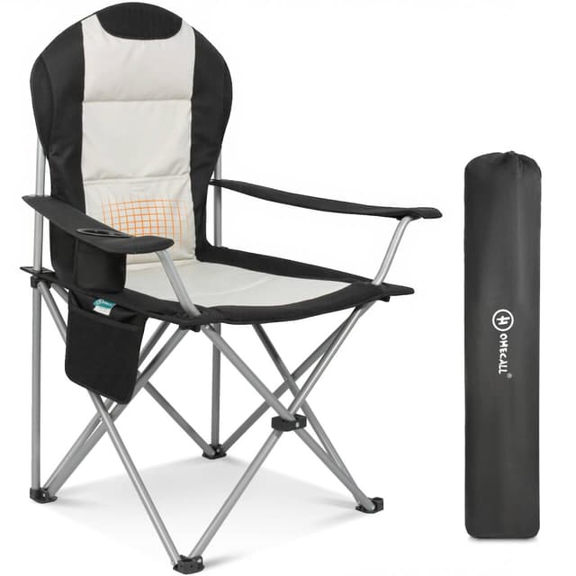 🏕️ Homecall Campingstuhl Faltbar 150kg Belastbar - Hochlehner mit Lendenwirbelstütze