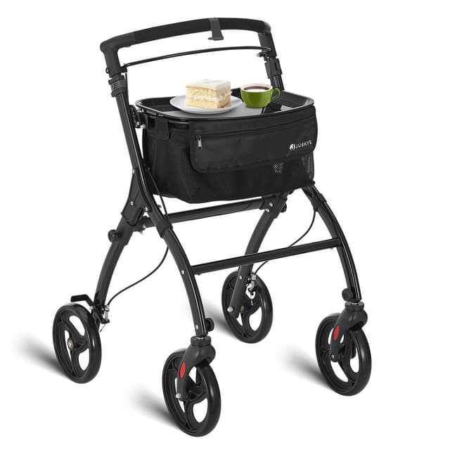 🌟 Juskys Aluminium Wohnungsrollator Aktiv mit Transporttasche & Tablett - Indoor Rollator 🚶‍♂️