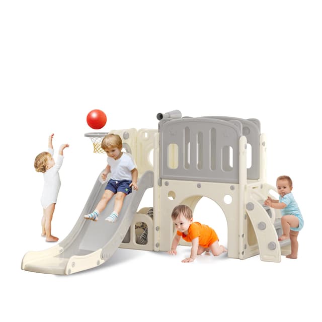 🎉 Angebot: Kinder Rutsche mit Klettergerüst, Basketballkorb und Tunnel 🎈