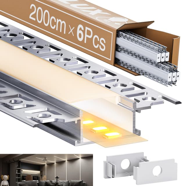 🌟 SUPER DEAL: LASLUX 6 x LED Trockenbauprofil 2M Aluminium Profil für Strip Schiene Unterputz Kanal und Diffusor Aufputz 🌟