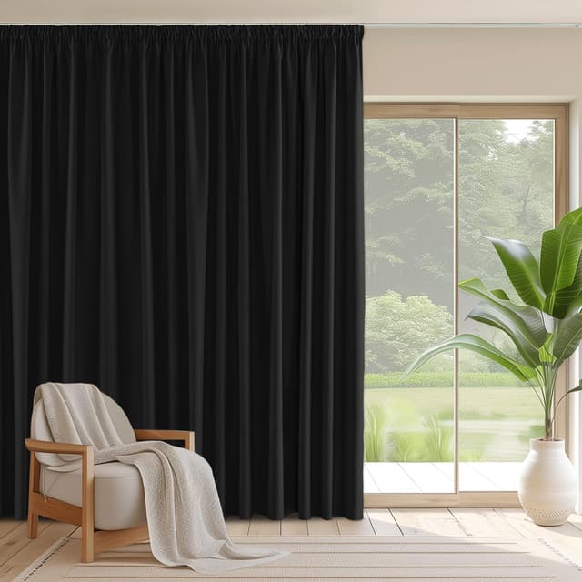 🌙 PONY DANCE Schlafzimmer Gardinen Blickdicht 1er Set H 245 x B 200 cm Schwarz 🌙