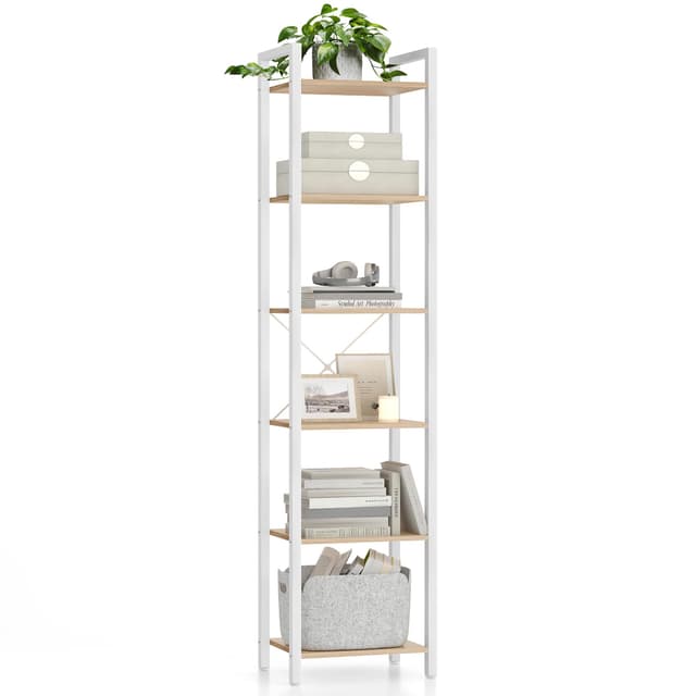 VASAGLE Regal mit 6 Ebenen Naturbeige + Mattweiß 📚🏡