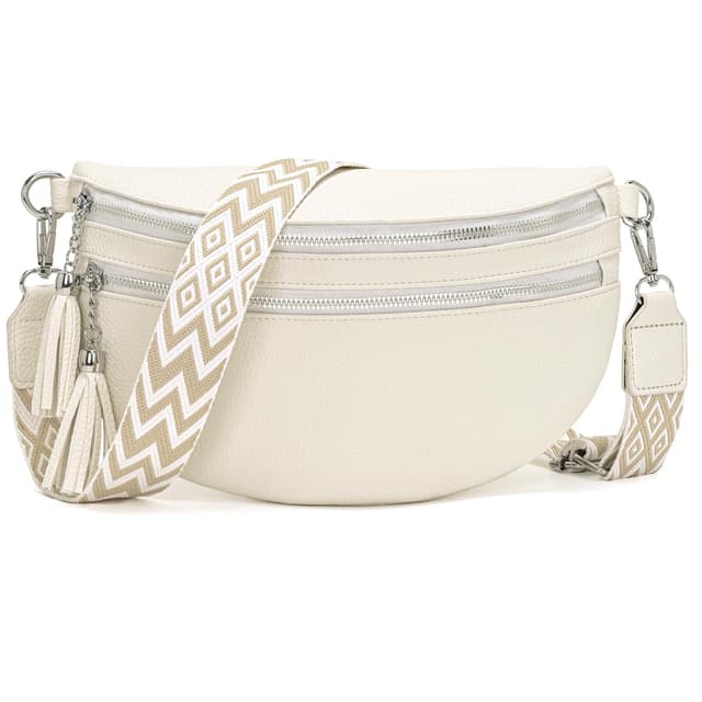 LANXINGLUO Bauchtasche Damen beige umhängetasche Damen mittelgroß Crossbody Bag 🛍️