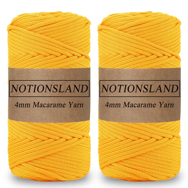 🎁 SONDERANGEBOT: NOTIONSLAND 2-teilige 4mm Polyester Makrame Garn - Goldgelb 600g