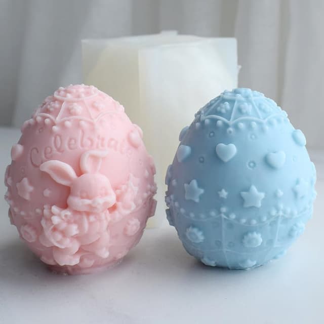 Silikonform Ostern mit Häschen und Eimuster 🐰🥚