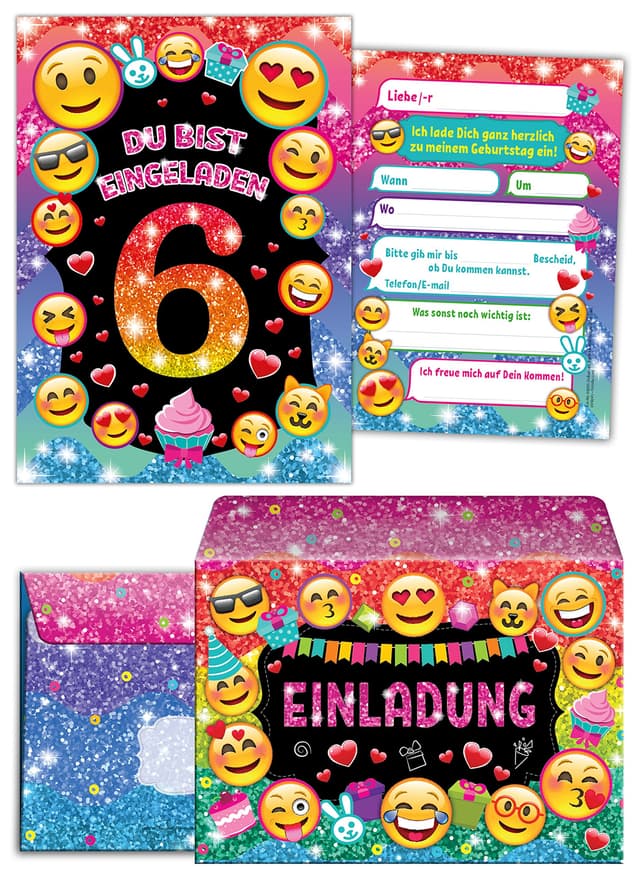 🎉 JuNa-Experten 12 Einladungskarten + 12 Umschläge zum 6. Kindergeburtstag 🎂