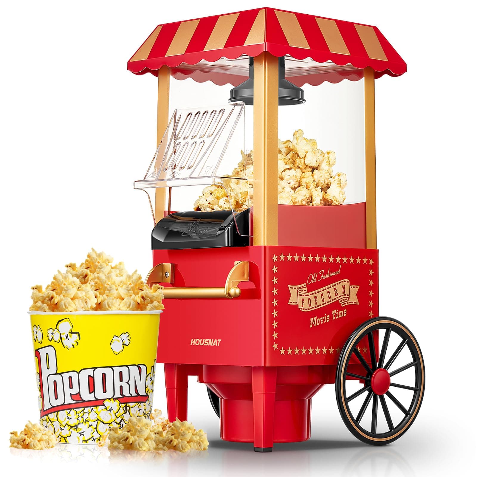 🍿🎥 HOUSNAT Popcornmaschine, 3.5L Retro Heißluft-Popcornmaschine - Deal des Tages!