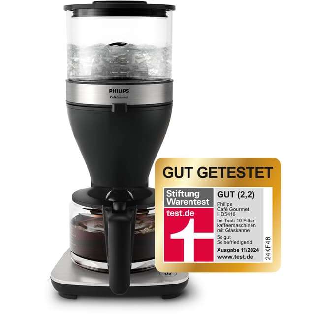 🌟 Philips Filterkaffeemaschine - Bis zu 15 Tassen - Boil & Brew - Schwarz/Silbern (HD5416/60)