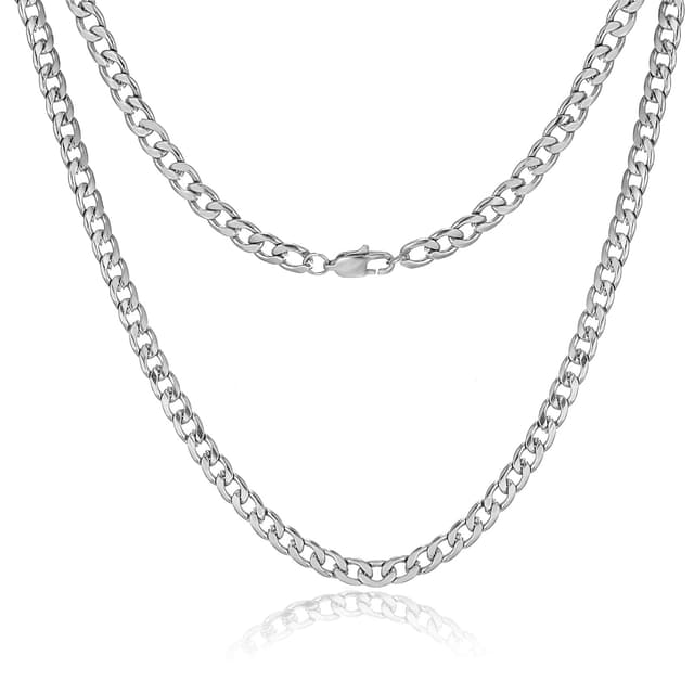HSWYFCJY Kubanische Halskette Herren Silber/Gold/Schwarz 6mm 24.0 Zoll