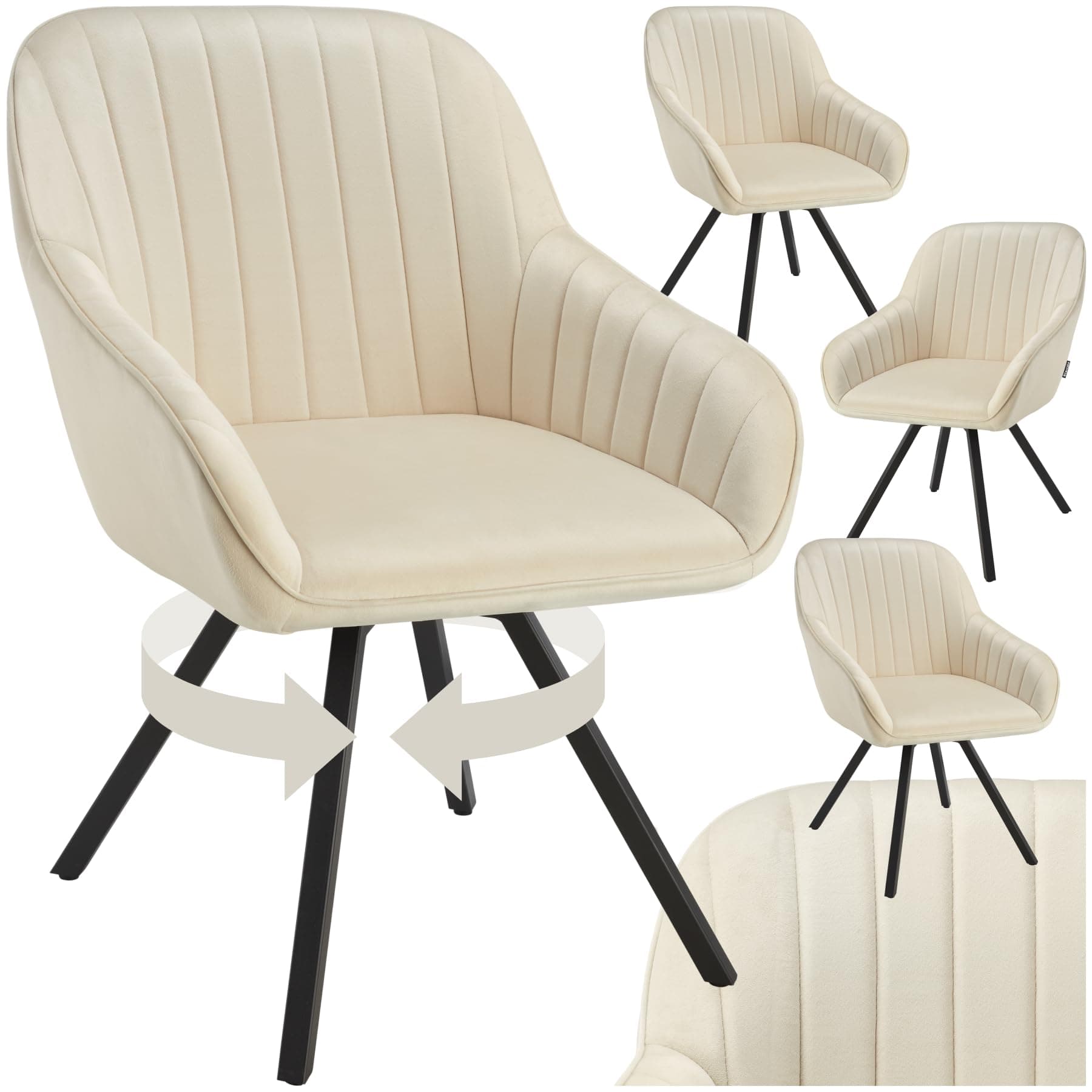 Tectake® Drehbare Esszimmerstühle mit Armlehne, Schalenstuhl - 4er Set Creme 🪑🌟