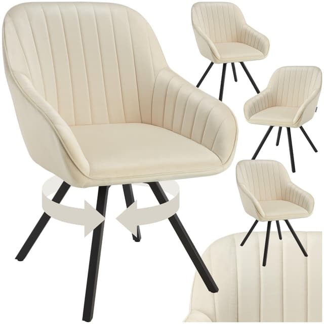 Tectake® Drehbare Esszimmerstühle mit Armlehne, Schalenstuhl - 4er Set Creme 🪑🌟