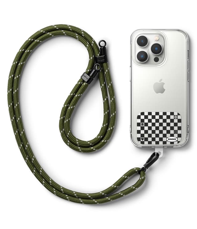 Ringke Holder Link Strap Checkerboard Black [Kordel mit TPU Design-Tag] Crossbody Handykette
