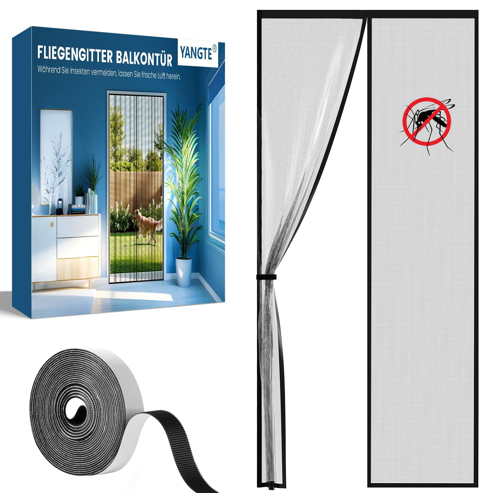 🦟🚪 Fliegengitter Balkontür, Magnet Insektenschutz Tür 95x210 cm - 11.99€