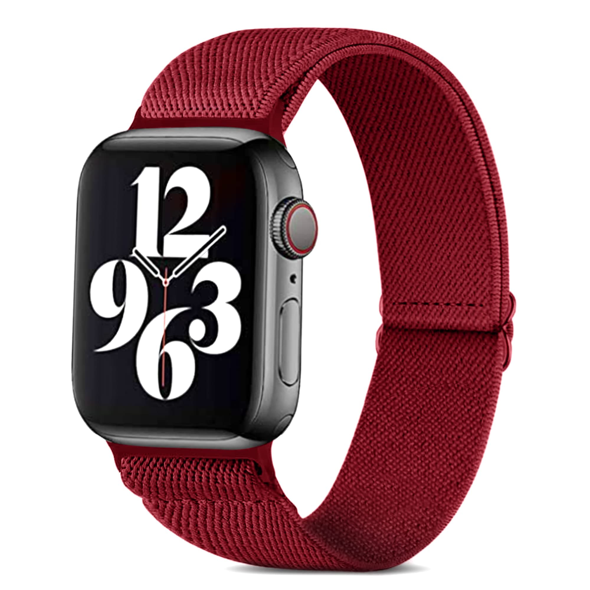 Migeec Armband für Apple Watch 38/40/41/42/44/45mm 🌟 Nylon Stretchy Sport Ersatzband in Burgundisch
