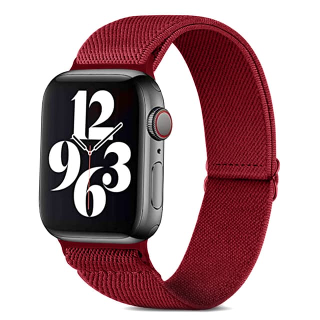 Migeec Armband für Apple Watch 38/40/41/42/44/45mm 🌟 Nylon Stretchy Sport Ersatzband in Burgundisch