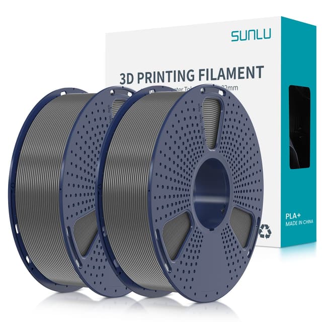 SUNLU PLA+ Filament 1.75mm 2KG Grau+Grau 2KG 🌟 3D Drucker Filament 🌈 Stärker belastbar