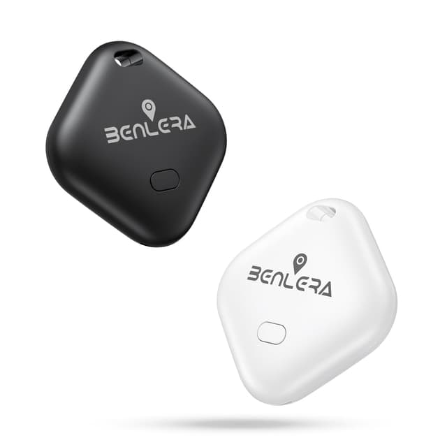 Benlera Smart Tag Schlüsselfinder 2er Pack - Kompatibel mit Apple Wo ist? APP - Koffer Tracker - Schwarz+Weiß