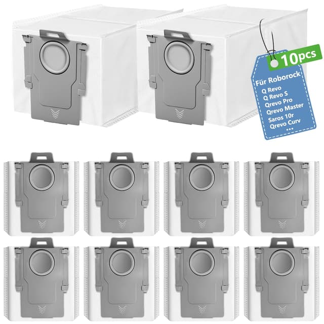 10 Stück Staubbeutel für Roborock Q Revo/Qrevo S/Saros 10R/Qrevo Pro/QV 35A/Qrevo Maste/Qrevo Slim/Qrevo Edge/Qrevo Curv/S8 MaxV Ultra