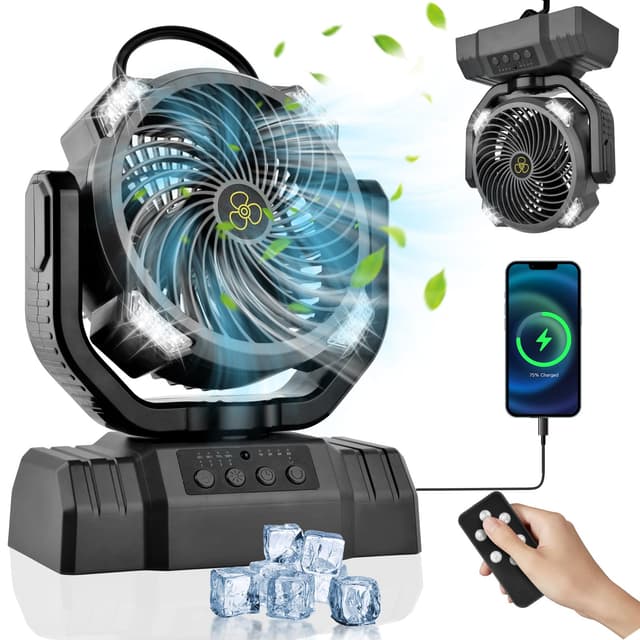Camping Ventilator mit Licht und Powerbank 🏕️