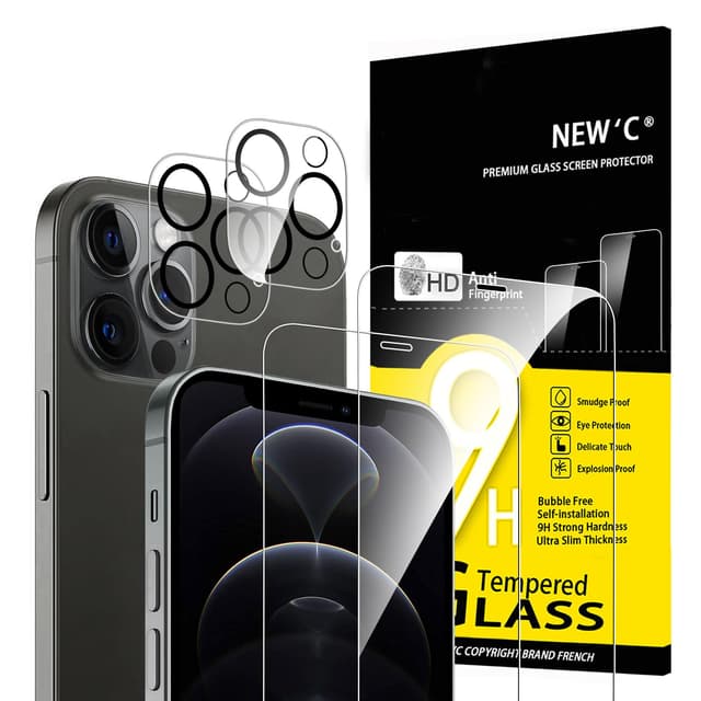 Neu'C für iPhone 12 Pro Max Panzerglas (2 Stück) und Kamera Panzerschutzglas (2 Stück) 📱🔒