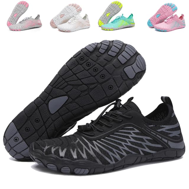 FOGOIN Feldluft Barfußschuhe Damen Herren Walkingschuhe Expert Pro - Gesunde & Bequeme Barfußschuhe für Rock & Pure Movement 44 EU F A8305schwarz