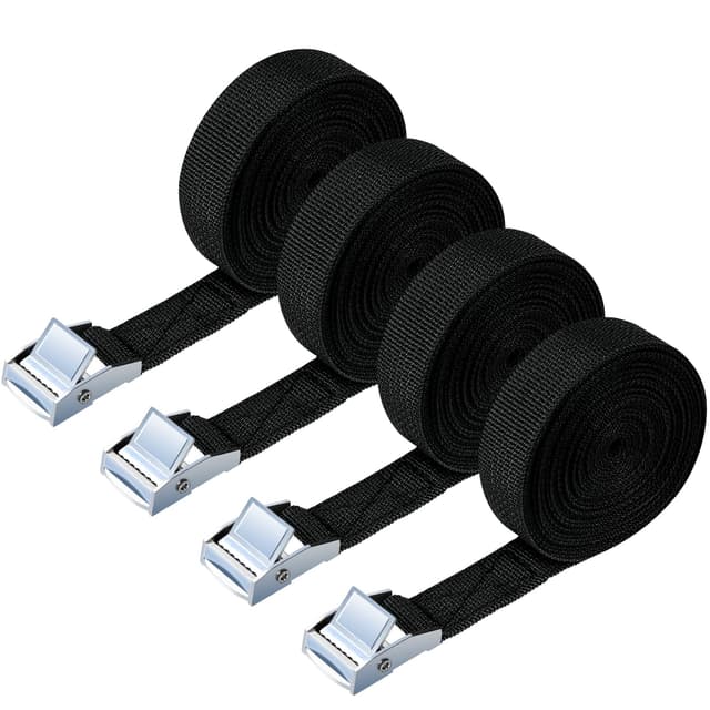 🔗 URAQT Spanngurt Befestigungsgurt, 4 Stück 150kg 5 Meters Ratschenspanngurt Breite 20mm - Schwarz