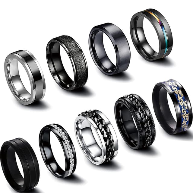 Vintage Schwarz Spinner Ringe Set für Herren und Damen 🖤