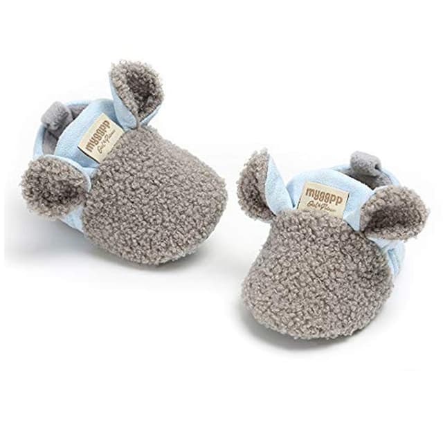 👶🏼👣 RVROVIC Baby Kuschelige Fleece-Stiefel | Warme Wintersocken Hausschuhe 12-18 Monate Grau