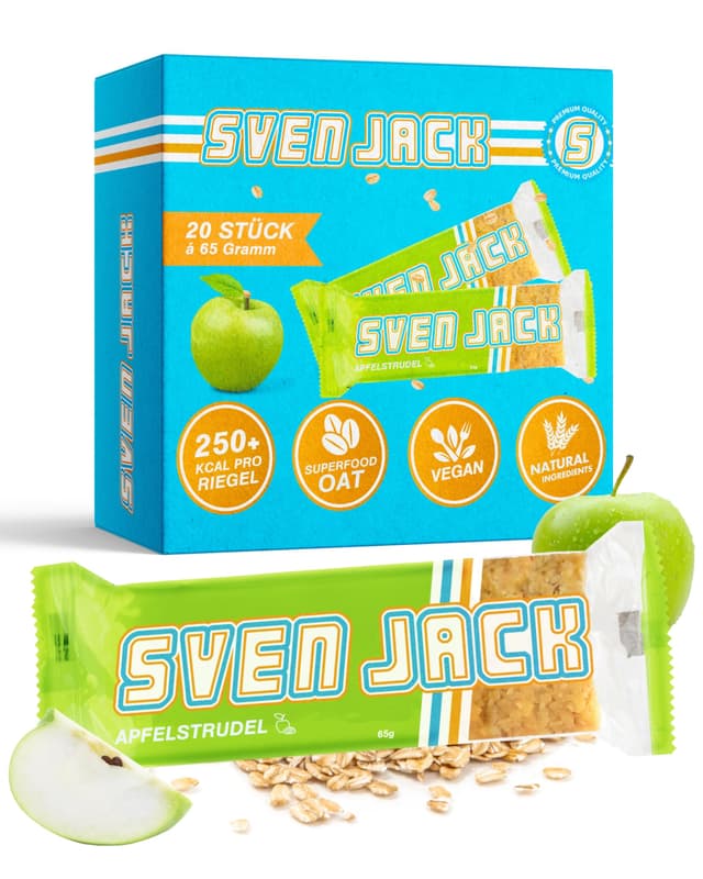 Sven Jack (Energy Cake) Haferriegel Apfelstrudel 20x 65g - Müsliriegel Apple Strudel 20 x 65g (1300g)
