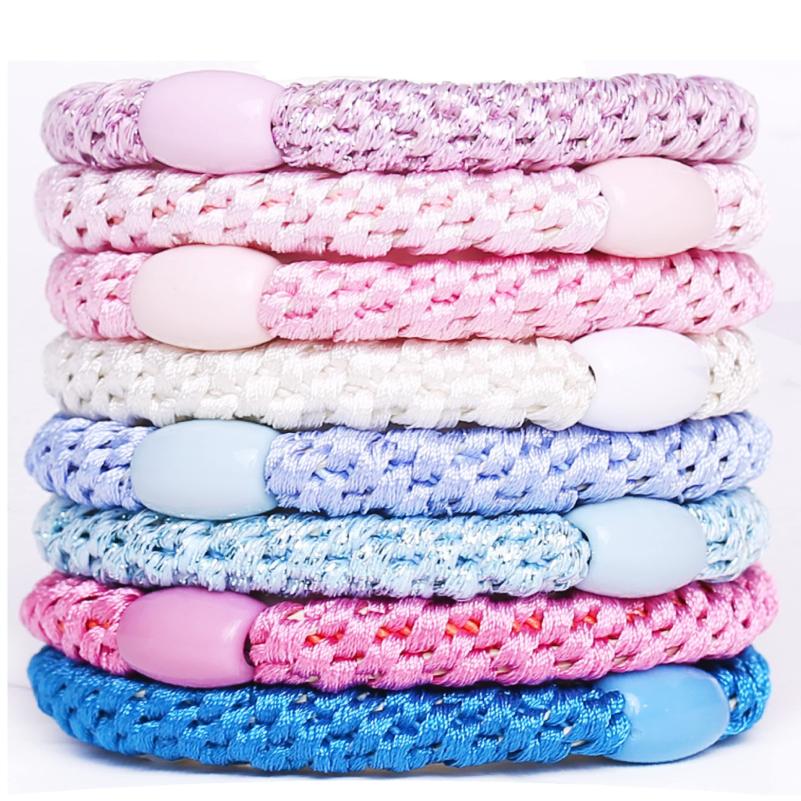 AXEN 8PCS Elastische Haargummis für Frauen Mädchen, Baumwollbänder Weiche Geflochtene Pferdeschwanzhalter für Dickes Haar und Lockiges Haar, Pastell 😍🎀