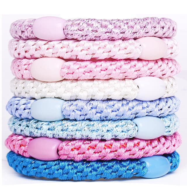 AXEN 8PCS Elastische Haargummis für Frauen Mädchen, Baumwollbänder Weiche Geflochtene Pferdeschwanzhalter für Dickes Haar und Lockiges Haar, Pastell 😍🎀