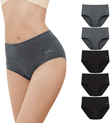 Anqier Damenunterhosen, 5er Pack Stretch Baumwolle Hohe Taille Schwarz+Grau XL 🩲🌟