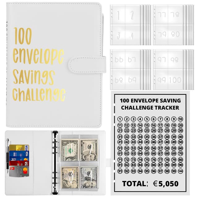 100 Umschläge Geld Sparen Herausforderung Binder A5 Geldsparbinder Budget Planner