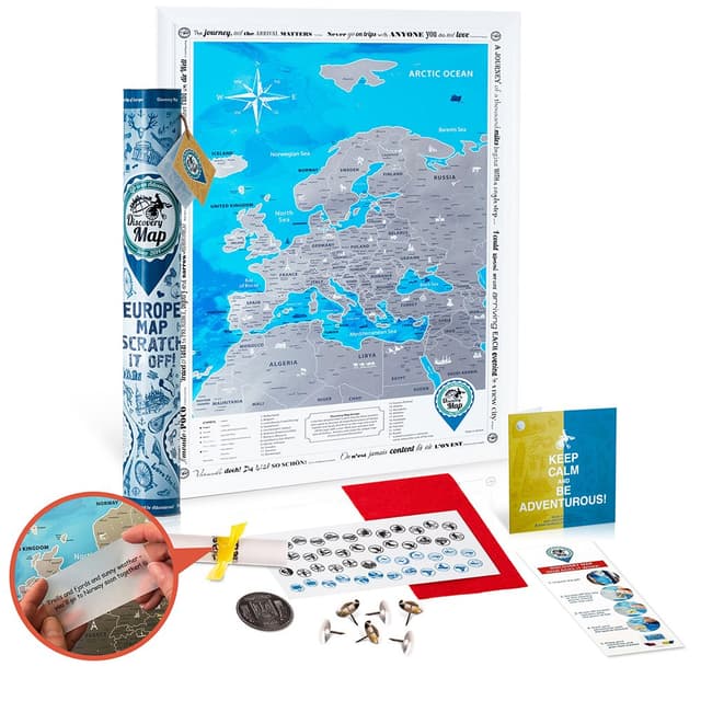 DMap factory™ Europakarte zum Rubbeln 🌍🗺️ - 68 x 48 cm - Länder, Städte, Flüsse und Gebirge