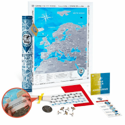 DMap factory™ Europakarte zum Rubbeln 🌍🗺️ - 68 x 48 cm - Länder, Städte, Flüsse und Gebirge