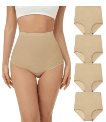 🌟 Wirarpa Unterhosen Damen Baumwolle Super Hohe Taille Slips 4er Pack 3XL Hautfarbe-4er Pack 🌟