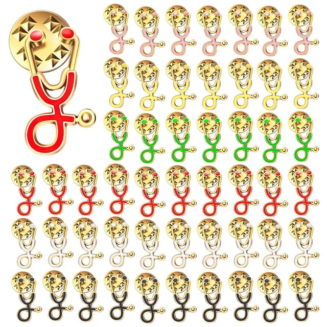 🌟SEPGLITTER Anstecknadeln Pins Krankenschwester, 24 Stück Emaille Broschen Set Krankenschwester Stethoskop Nurse Anstecker