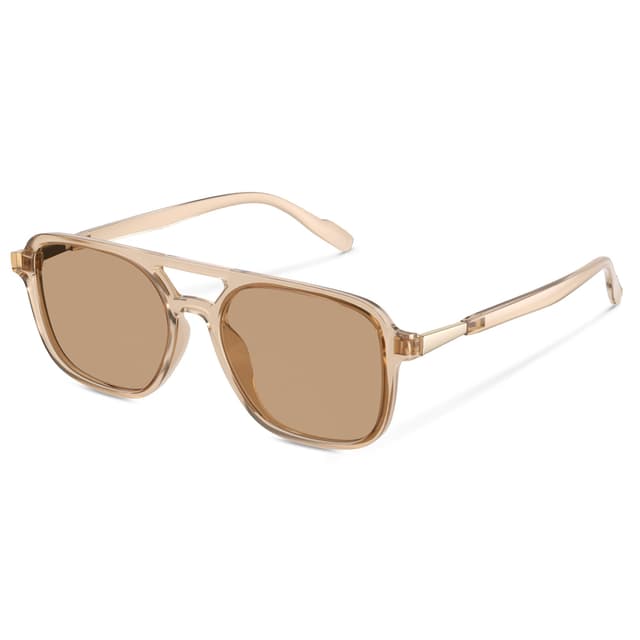 wearPro Sonnenbrille Damen Herren - Polarisiert UV400 - Trendy Retro Klassisch Groß - Vintage - Glänzendes Transparentes Kaffee