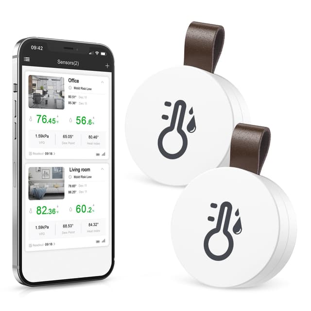 🌡️🌿 Brifit Mini Thermometer Hygrometer 2er Pack - Bluetooth Temperatursensor mit APP