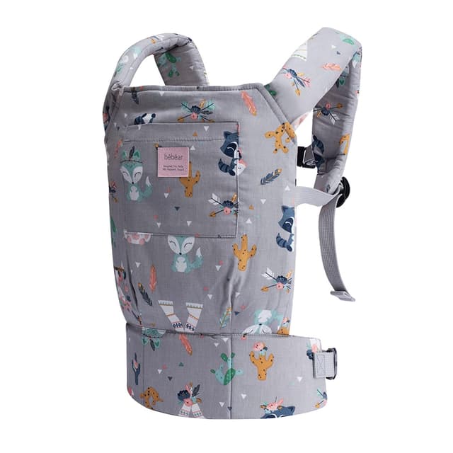 🐻🎀 Bebamour Puppentrage für Mädchen, 3 in 1 weiches Tragetuch für Kinder 🌟 100% Baumwolle 🌿 Graue Tiere