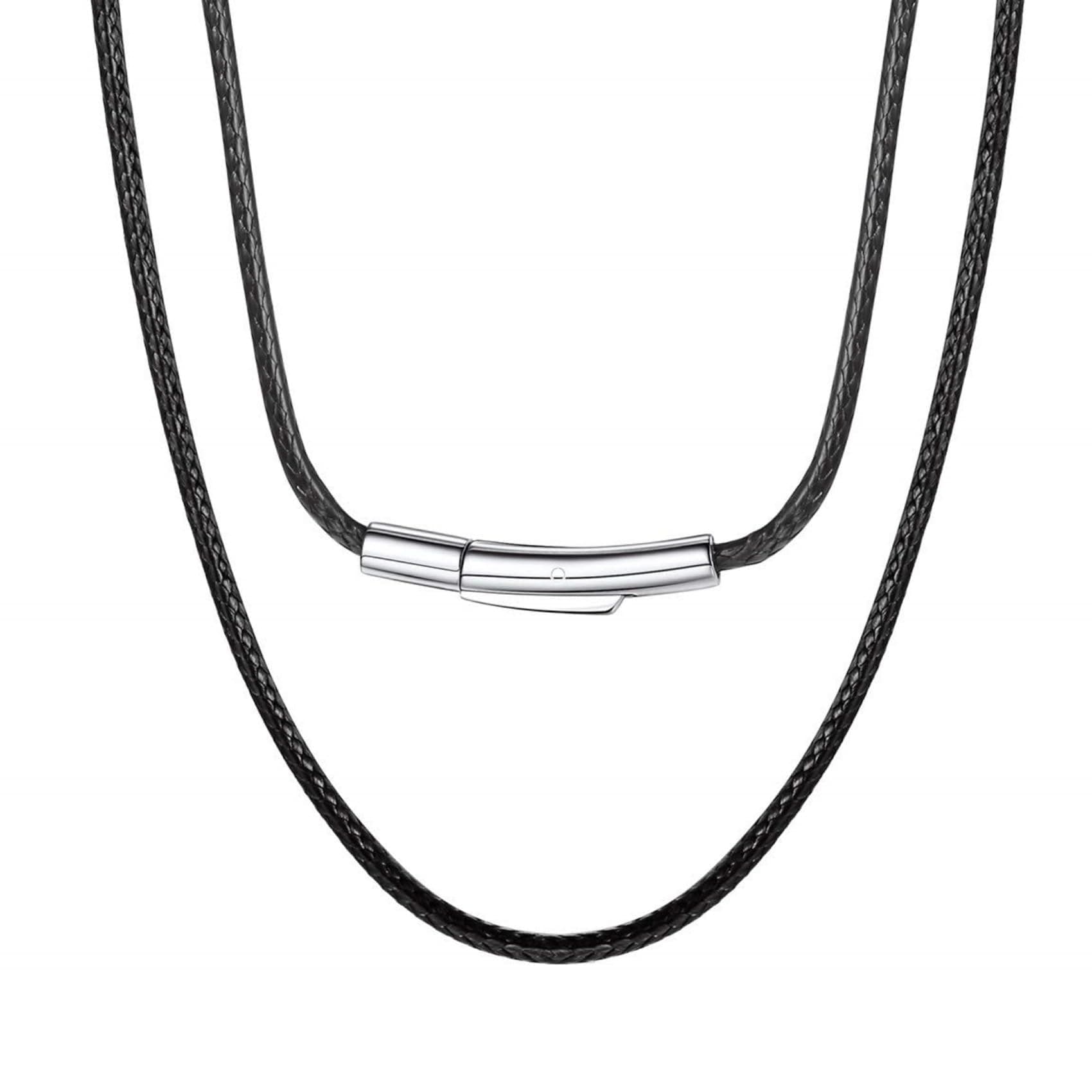 HSWYFCJY Lederkette Herren 2/3mm Kunstleder Halskette Schwarz/Braun