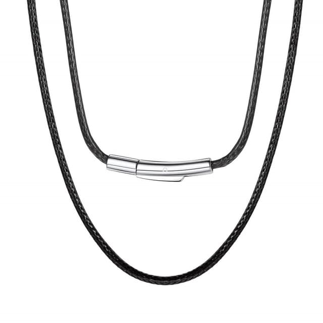 HSWYFCJY Lederkette Herren 2/3mm Kunstleder Halskette Schwarz/Braun