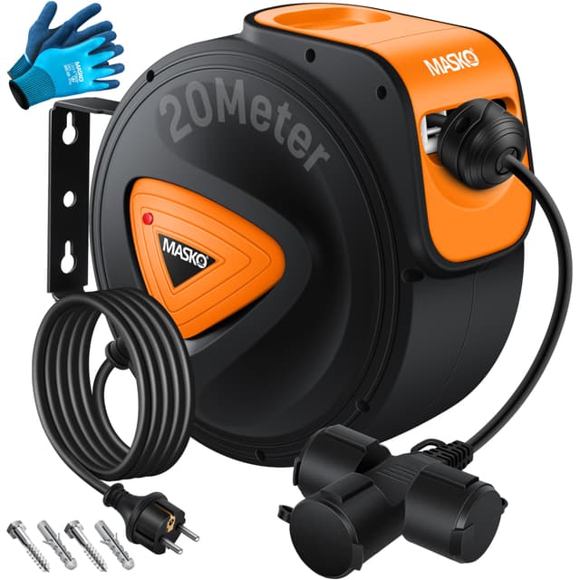 MASKO® Automatik Kabeltrommel Verlängerungskabel 20m 🛠️🔌