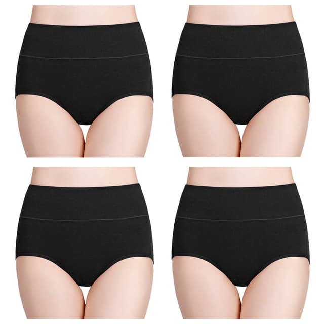 🌟 Wirarpa Unterhosen Damen Baumwolle Hohe Taille Slips 4er Pack 3XL Schwarz