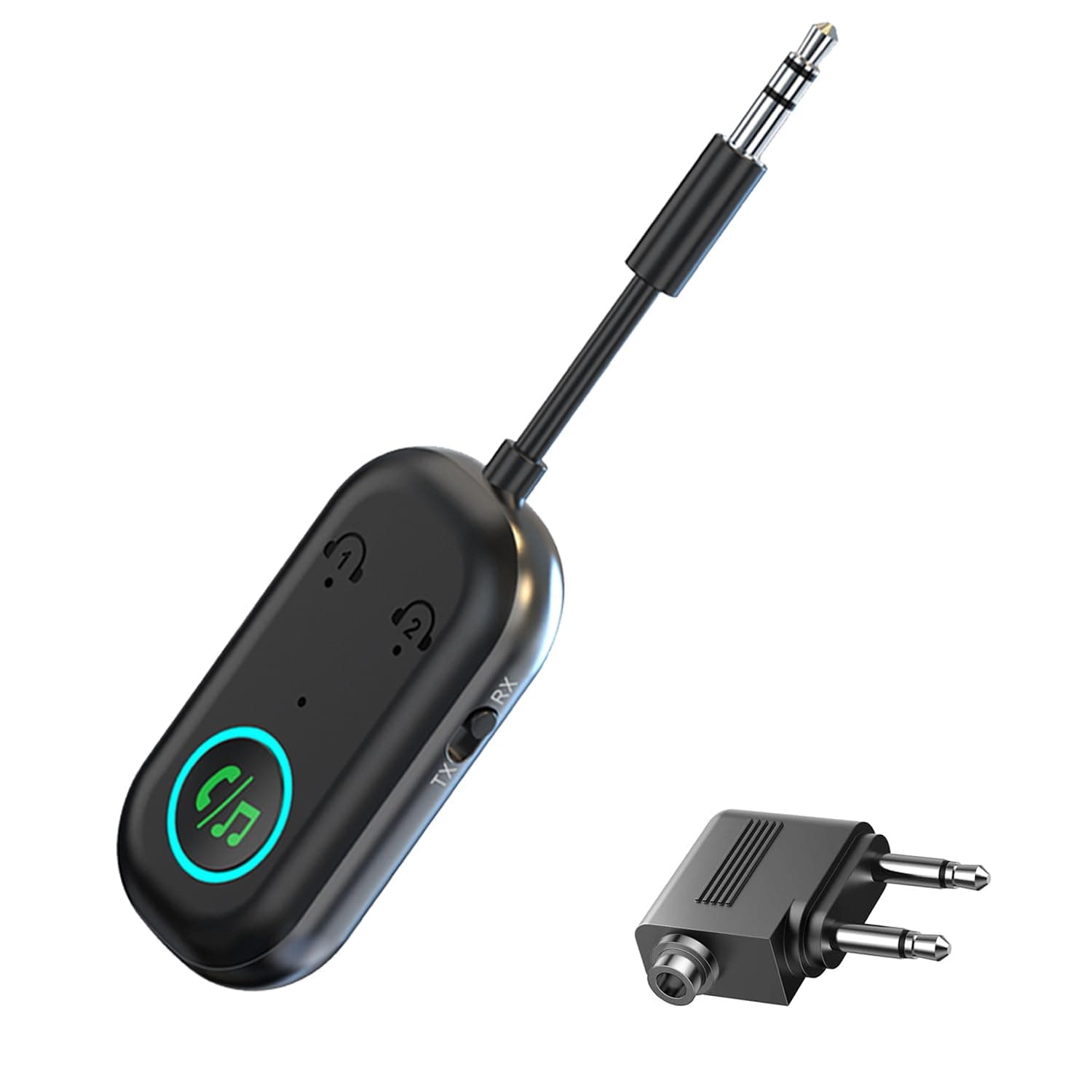 🎧 Bluetooth 5.3 Adapter Transmitter: 2-in-1 Sender-Empfänger für TV, Handy, Kopfhörer, Auto & Tablets Black-B