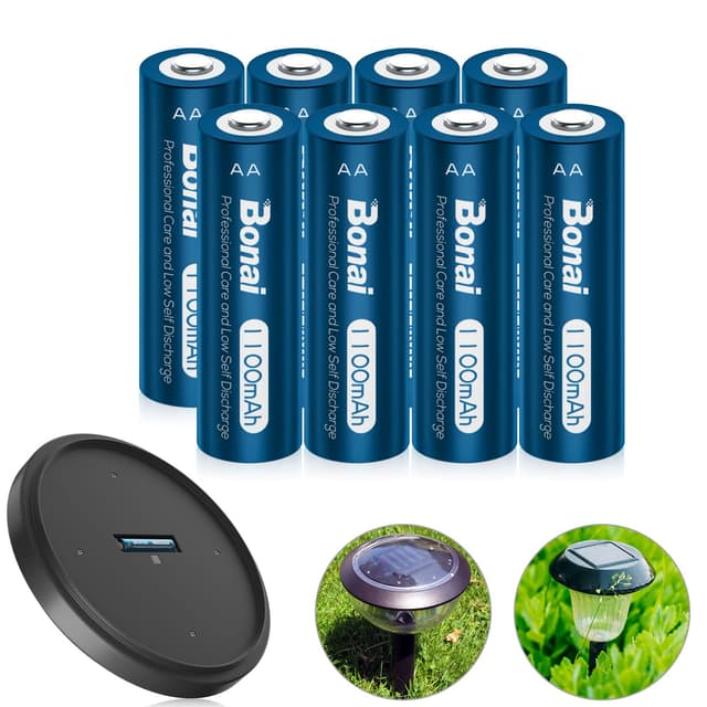 🌞 BONAI Akku AA 1100mAh Wiederaufladbare Solarleuchten Garten Batterien 1,2V Mignon AA Accu NI-MH