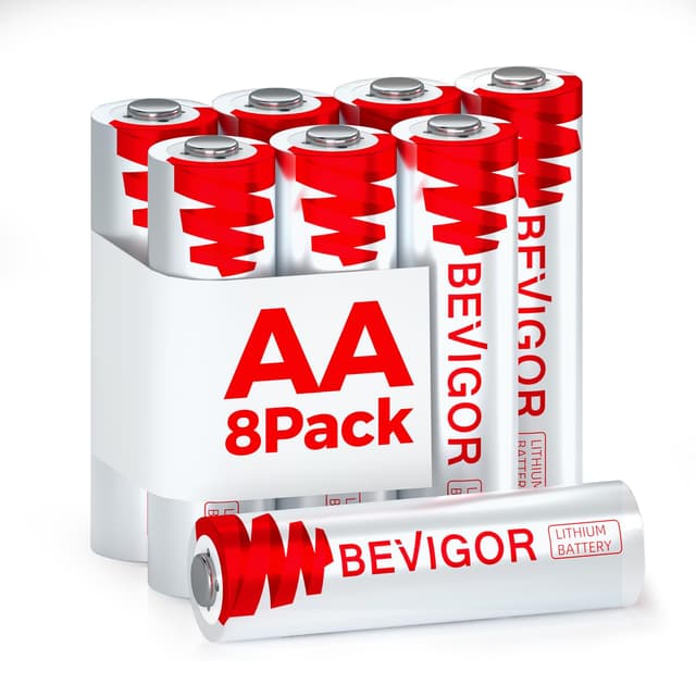 BEVIGOR AA-Lithium-Batterien 8 Stück, 3000mAh 1.5V High Capacity Dual A Lithium-Batterien