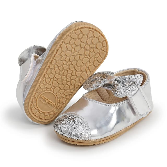 👶👑 RVROVIC Baby Mädchen Mokassins - Premium Leichte weiche Sohle Prewalker Schuhe 0-6 Monate - Silber