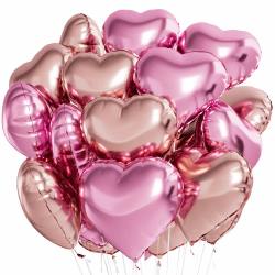 Herz Folienballon 24 Stück, Rosa Roségold Herz Helium Luftballons